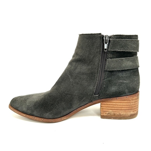 Bleecker & Bond Georgia Grey Suede Leather Ankle Booties Boots, Size 8 - Picture 2 of 11